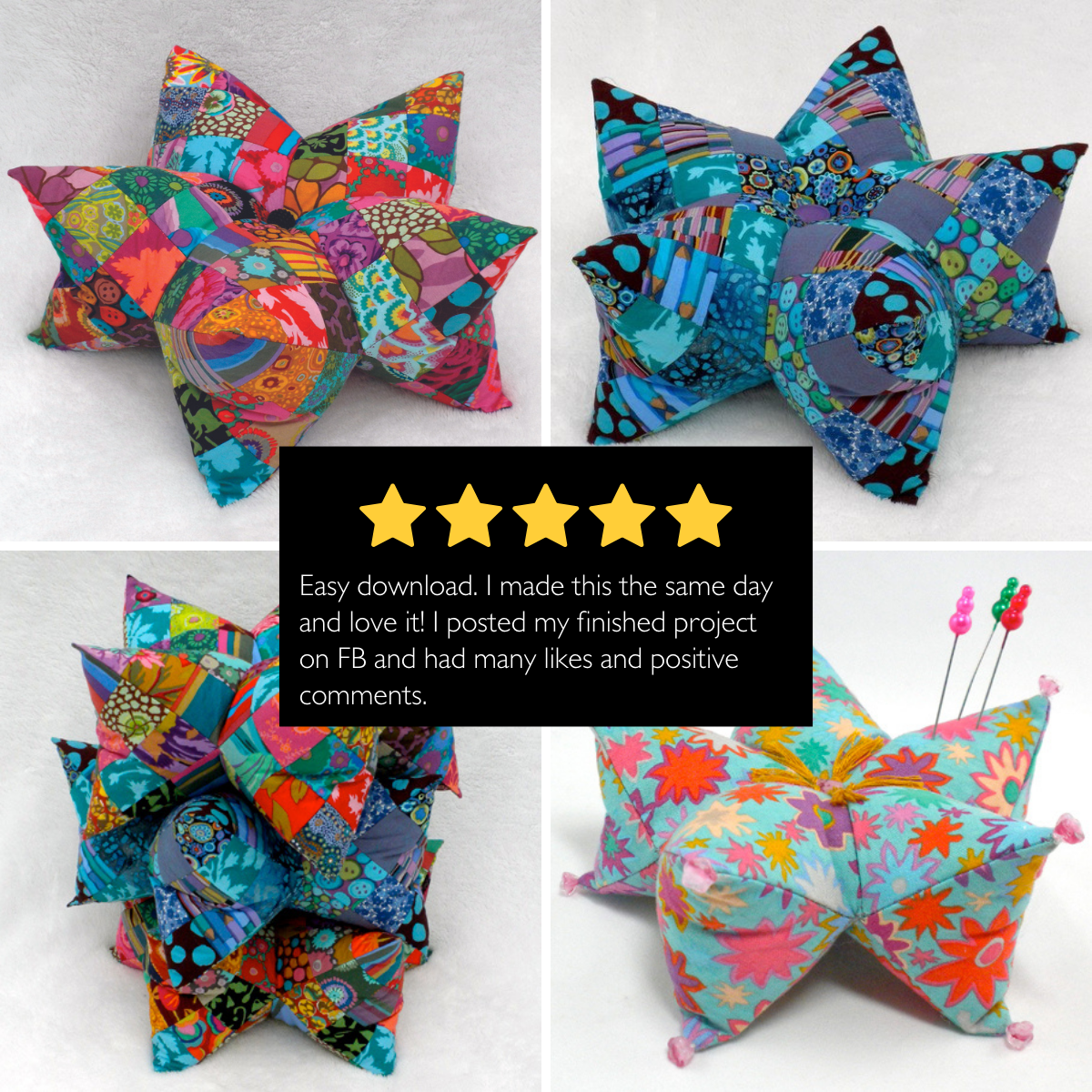 DIY Patchwork Star Pillow and Pincushion Tutorial - PDF Sewing Pattern