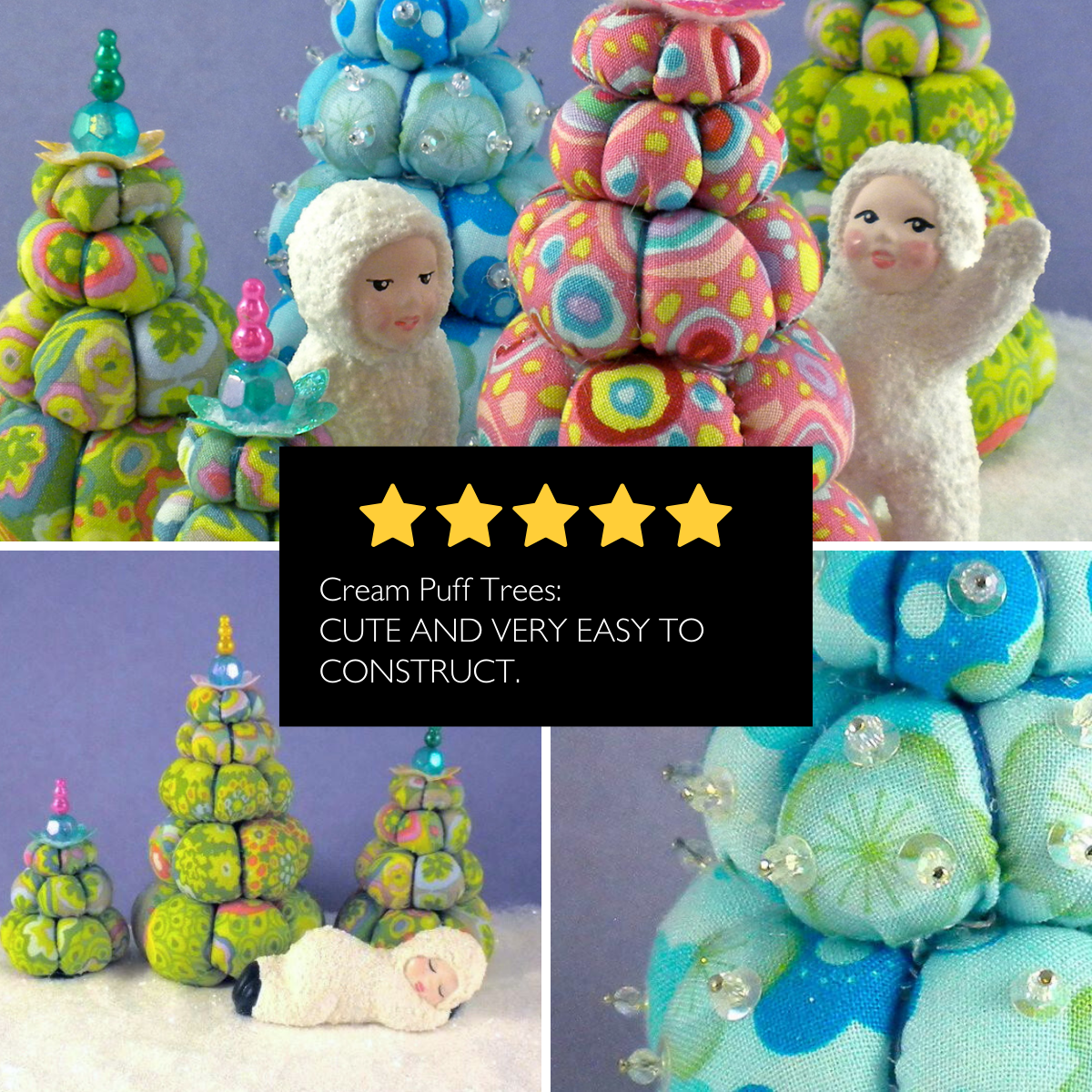 DIY Mini Fabric Christmas Trees Pincushion Tutorial - PDF Sewing Pattern