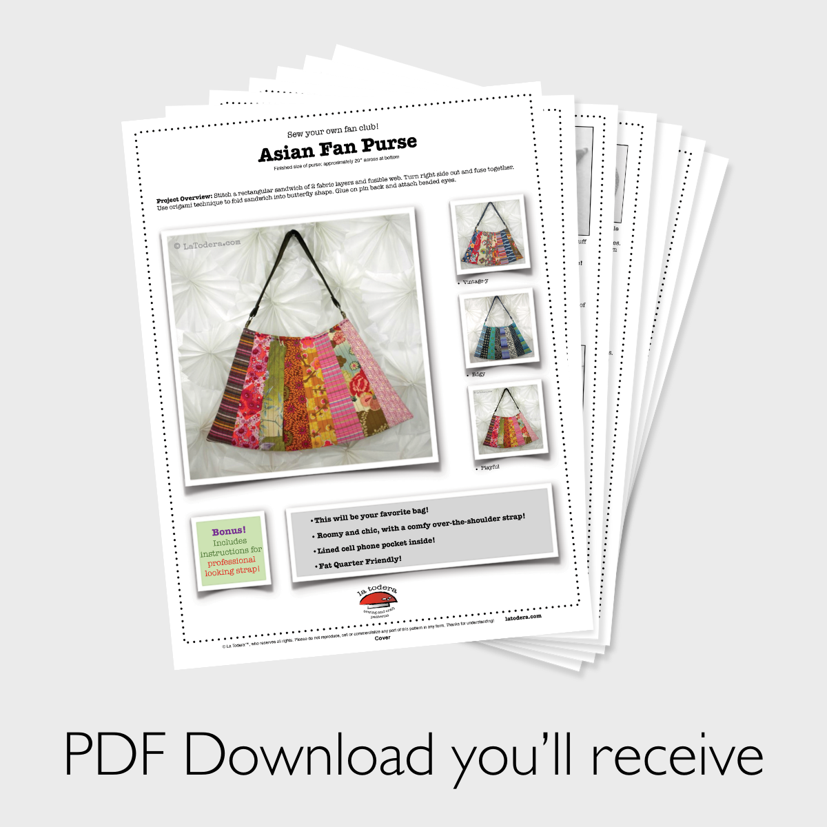 DIY Asian Fan Purse Tutorial - PDF Sewing Pattern