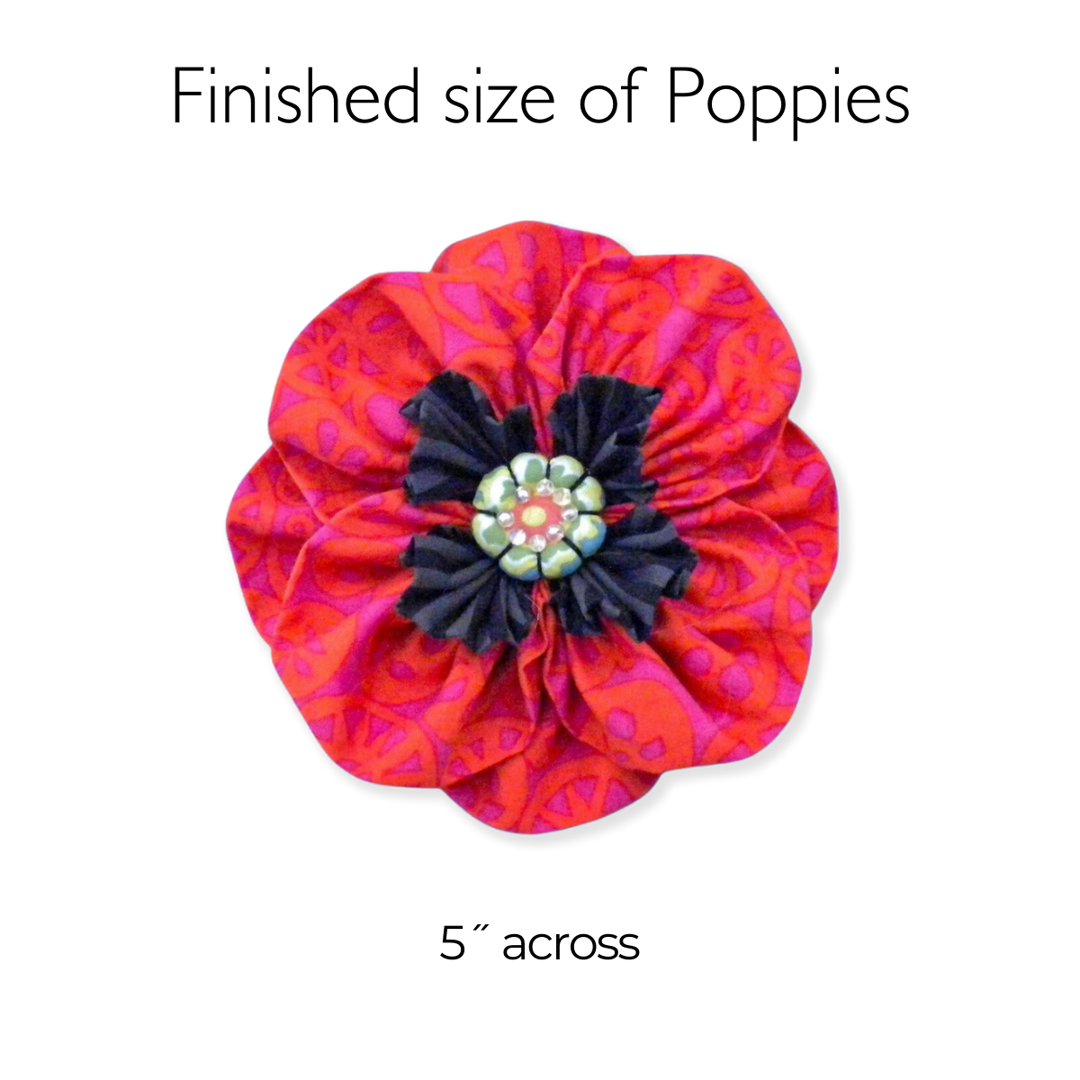 DIY Fabric Flower Poppy Brooch Tutorial - PDF Sewing Pattern