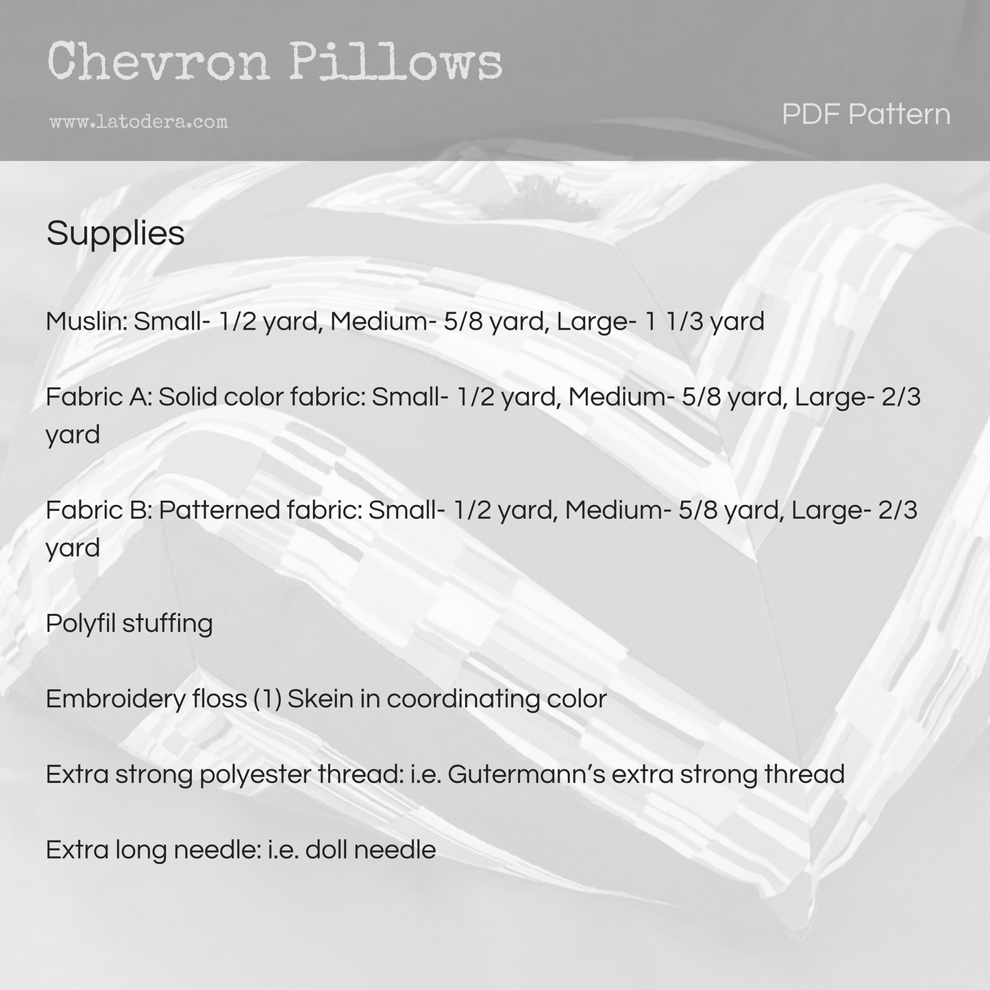 DIY Patchwork Chevron Zigzag Pillow Tutorial - PDF Sewing Pattern - La Todera