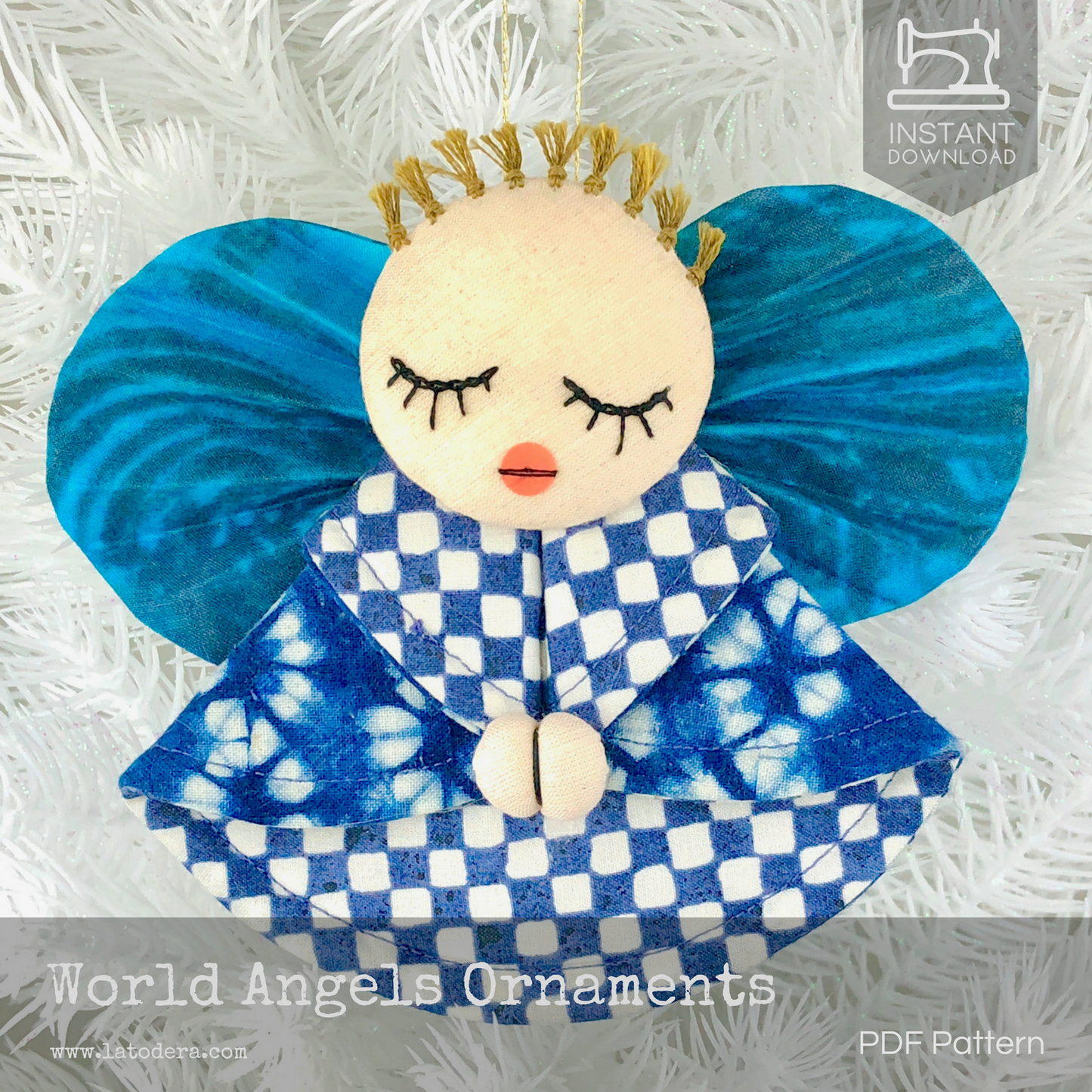 DIY Fabric Angel Christmas Ornaments Tutorial - PDF Sewing Pattern - La Todera