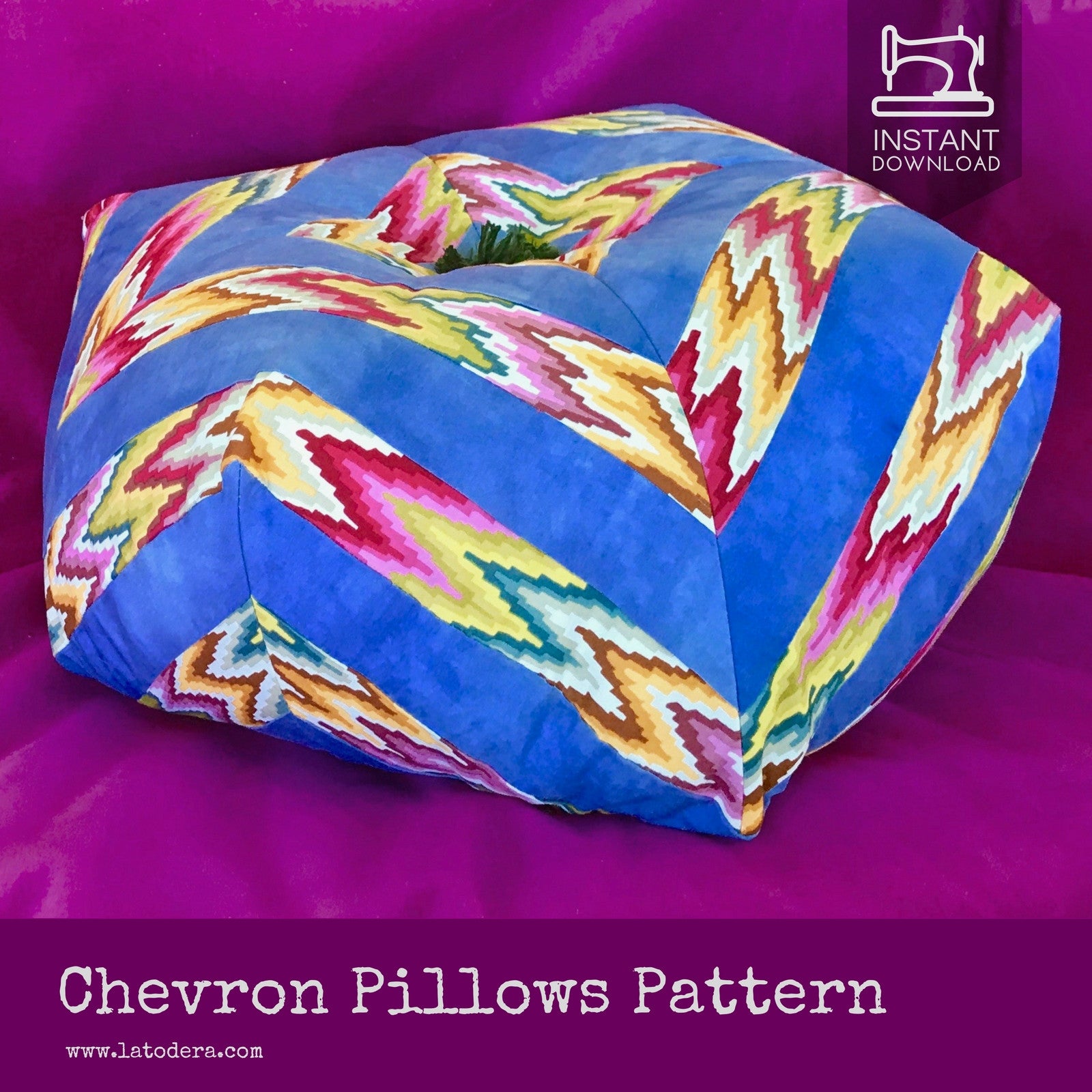 DIY Patchwork Chevron Zigzag Pillow Tutorial - PDF Sewing Pattern - La Todera