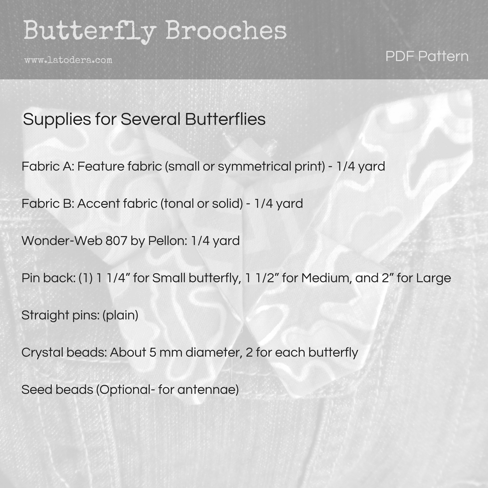 DIY Fabric Origami Butterfly Brooch Tutorial - PDF Sewing Pattern - La Todera