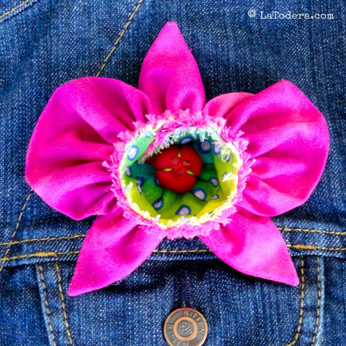 DIY Fabric Flower Corsage Orchid Brooch Tutorial - PDF Sewing Pattern - La Todera