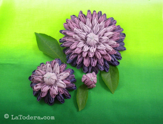 DIY Fabric Flower Dahlia Brooch Tutorial - PDF Sewing Pattern - La Todera