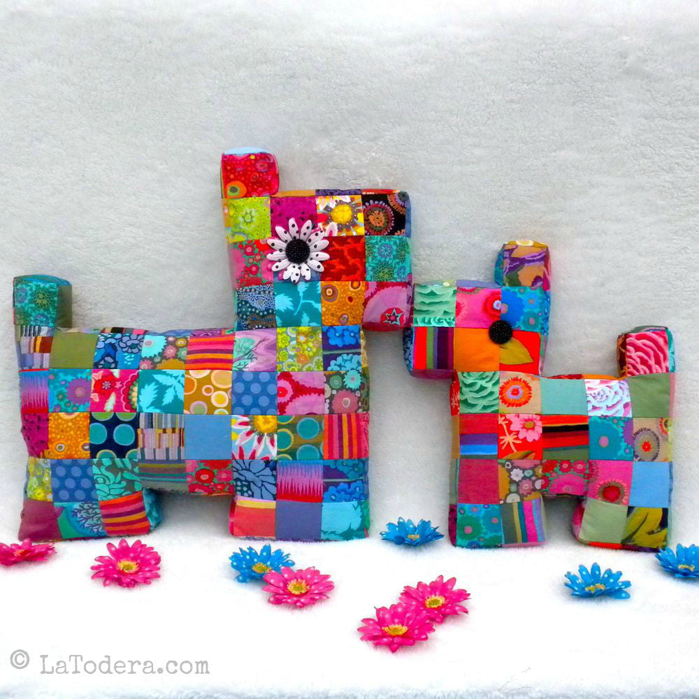 DIY Mama and Baby Patchwork Dog Pillows Tutorial - PDF Sewing Pattern - La Todera
