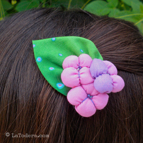 DIY Fabric Flower Hydrangea Brooch Tutorial - PDF Sewing Pattern - La Todera