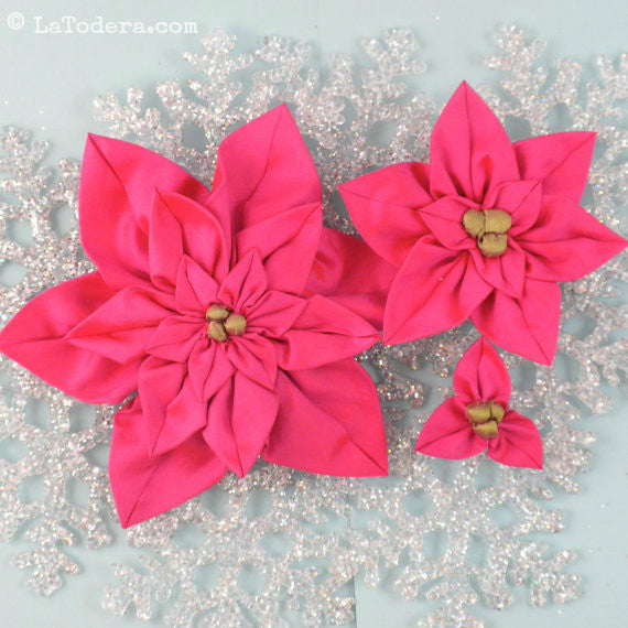 DIY Fabric Flower Poinsettia Brooch Tutorial - PDF Sewing Pattern - La Todera