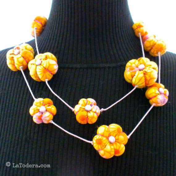 DIY Fabric Jewelry with Puffy Beads Tutorial - PDF Sewing Pattern - La Todera