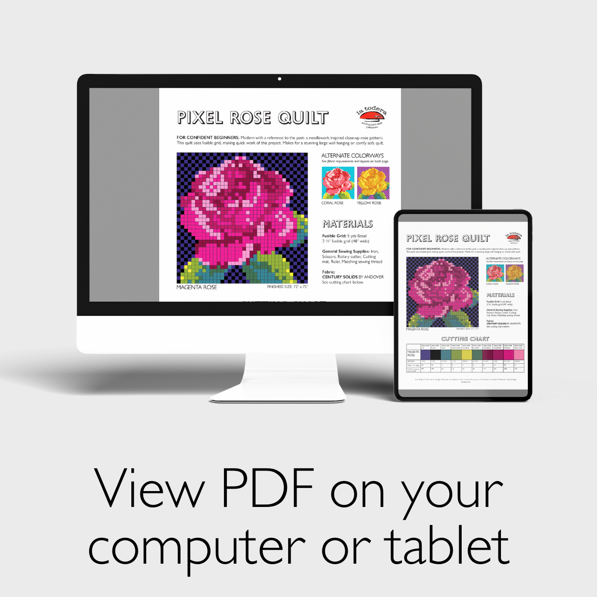 Pixel Rose Quilt Pattern