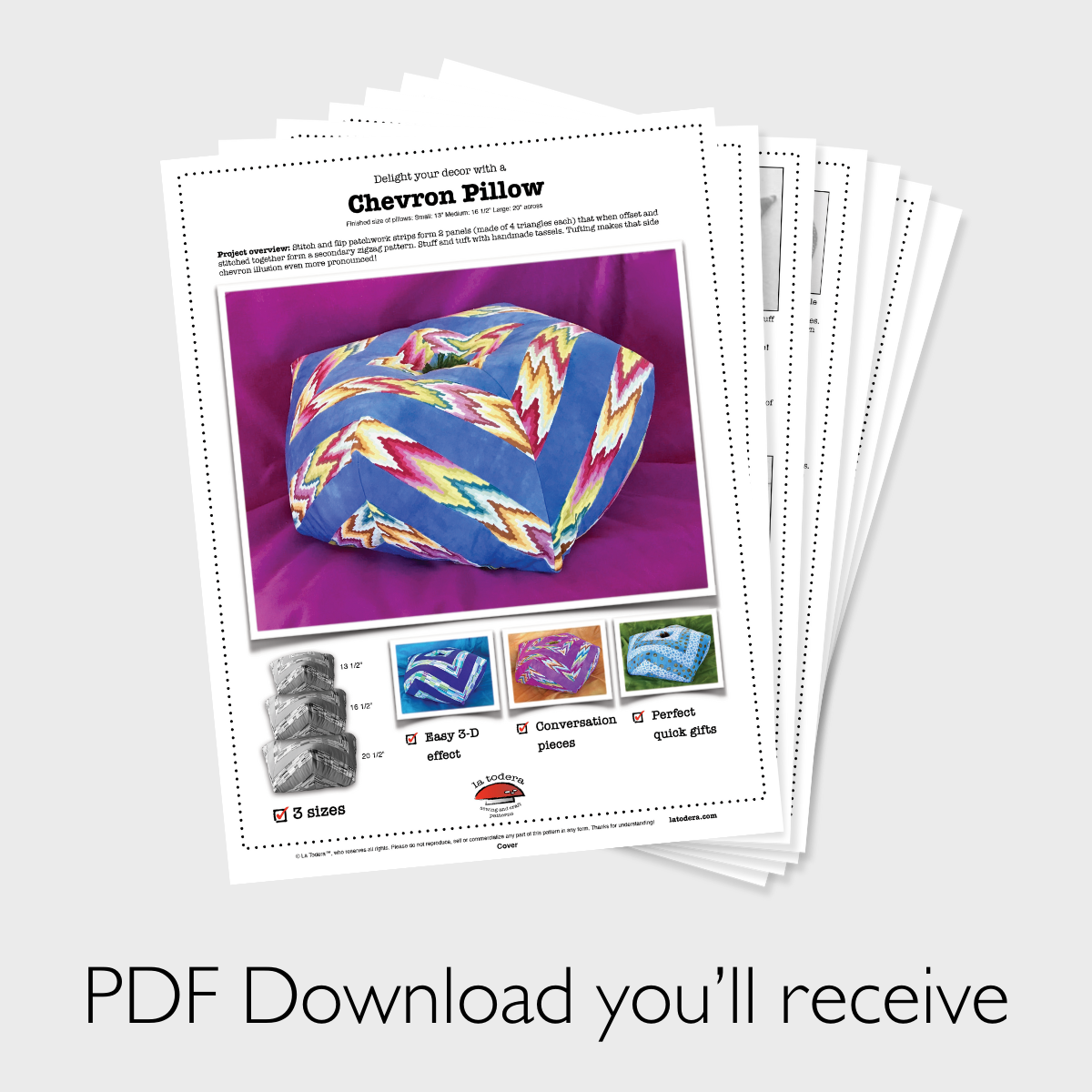 DIY Patchwork Chevron Zigzag Pillow Tutorial - PDF Sewing Pattern