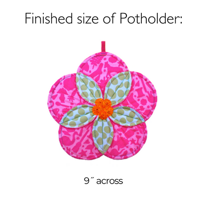 DIY Plumeria Flower Quilted Potholder Tutorial - PDF Sewing Pattern
