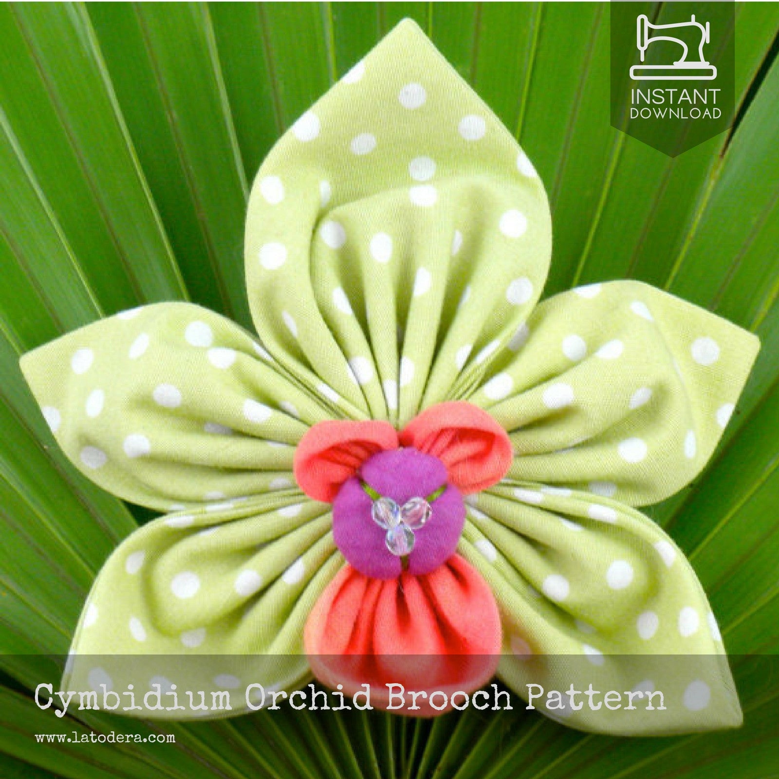 Diy Fabric Flower Cymbidium Orchid Brooch Tutorial Pdf Sewing Patter La Todera 2692