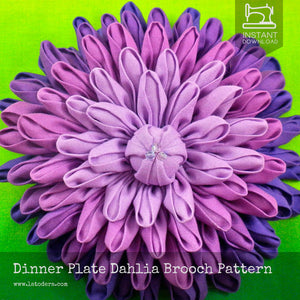 DIY Fabric Flower Dahlia Brooch Tutorial - PDF Sewing Pattern - La Todera