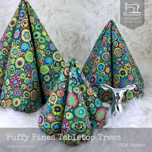 DIY Fabric Puffy Tabletop Christmas Trees Tutorial - PDF Sewing Pattern - La Todera