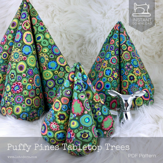 DIY Fabric Puffy Tabletop Christmas Trees Tutorial - PDF Sewing Patter ...