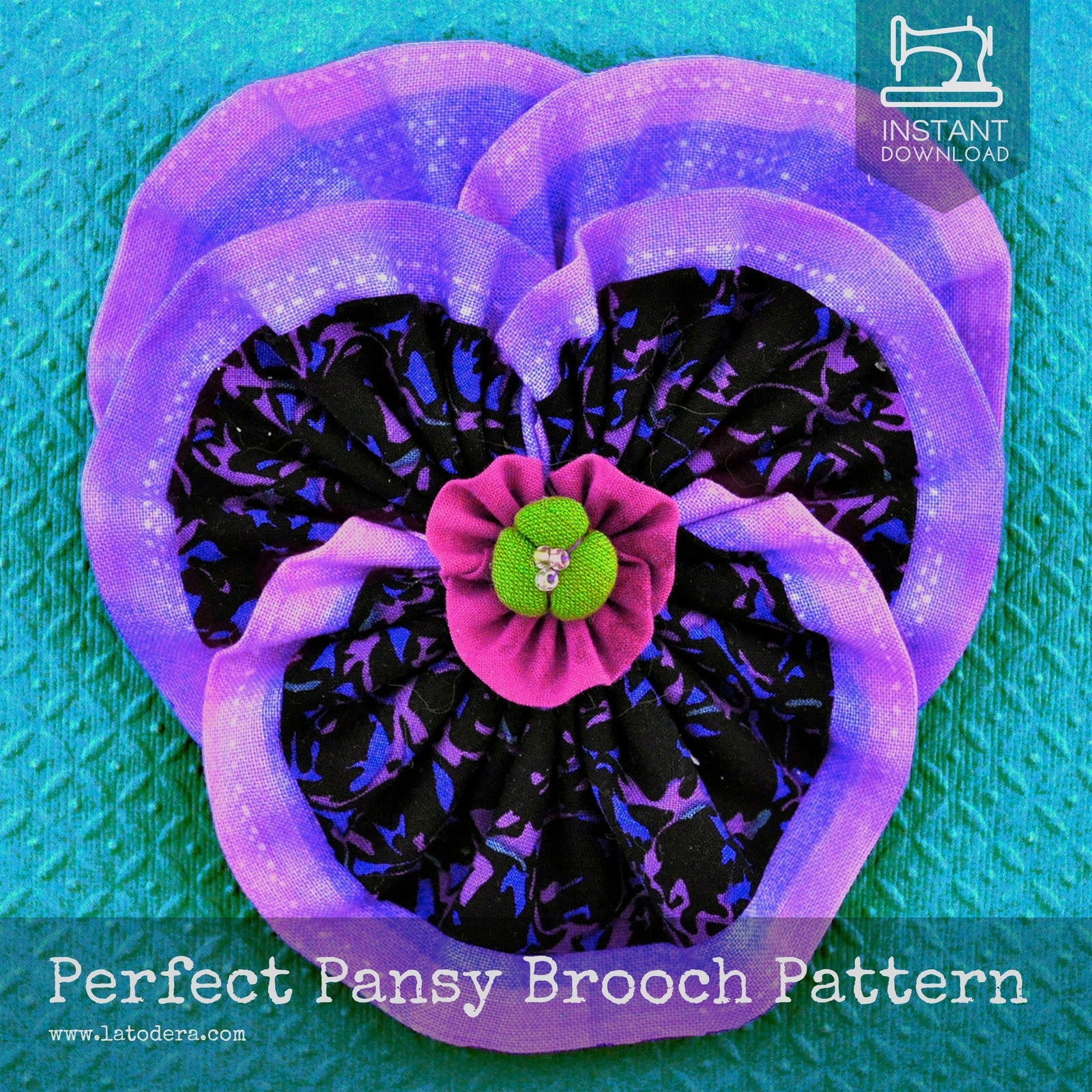 DIY Fabric Flower Pansy Brooch Tutorial - PDF Sewing Pattern - La Todera