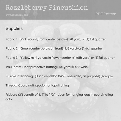 DIY Fabric Berry Pincushion Bowl Tutorial - PDF Sewing Pattern - La Todera