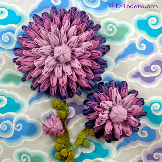 DIY Fabric Flower Dahlia Brooch Tutorial - PDF Sewing Pattern - La Todera