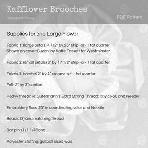 DIY Fabric Flower Kafflower Brooch Tutorial - PDF Sewing Pattern - La Todera